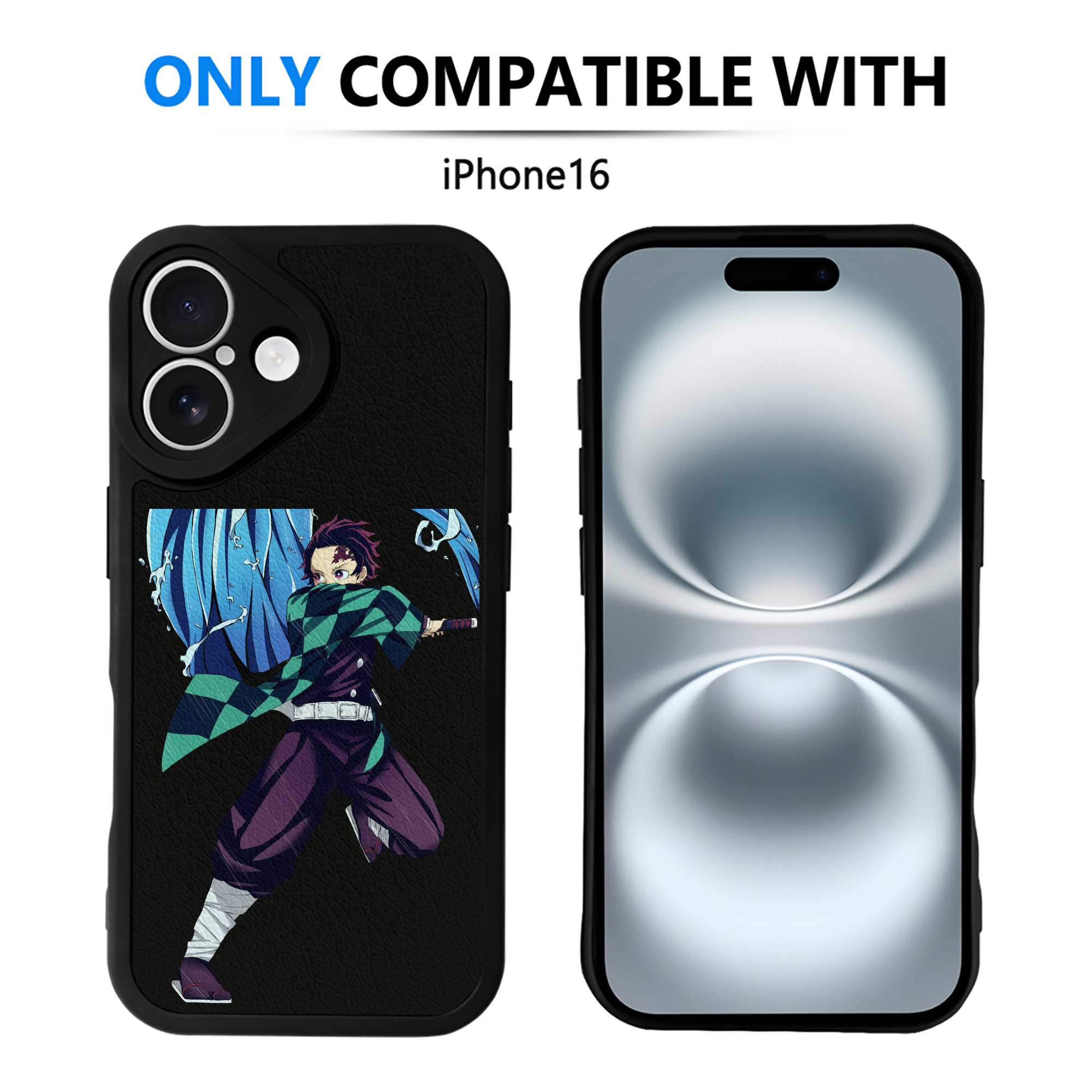（画像用） 鬼滅の刃 竈門 炭治郎／かまど たんじろう Kamado Tanjirou 【iPhone 16シリーズ対応】シリコンスマホケース（レザー調） 材質：シリコン